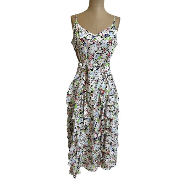 Likely Midi Dress Ariella Pink Floral Print Belted Ruffle Skirt New - Picture 6 of 13